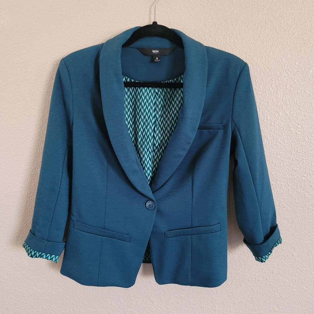 ✨️BOGO✨️Women's Turquoise Geometric Blazer/ Suit Jacket Size Small
